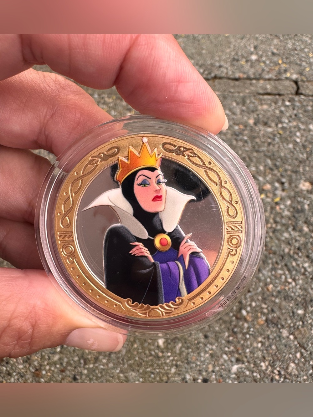 Disney Disneyland Parks Evil Queen Old Hag Gold Silver Medallion Coin In Case